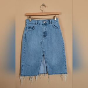 Topshop Moto Denim Midi Skirt A Line